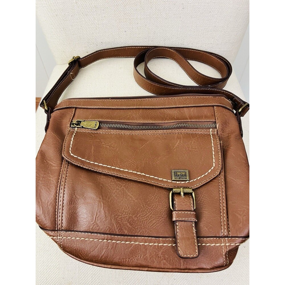 BOC Born Concept Amherst Crossbody Purse Brown Vegan Leather Shoulder Bag